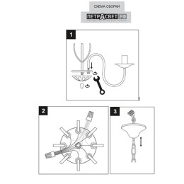Люстра Петрасвет S2020-8, 8хЕ14 макс, 60Вт